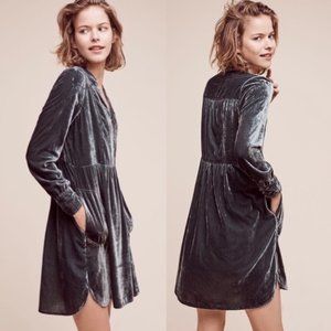 Anthropologie Holding Horses Nantes Velvet Shirt Dress Size Large